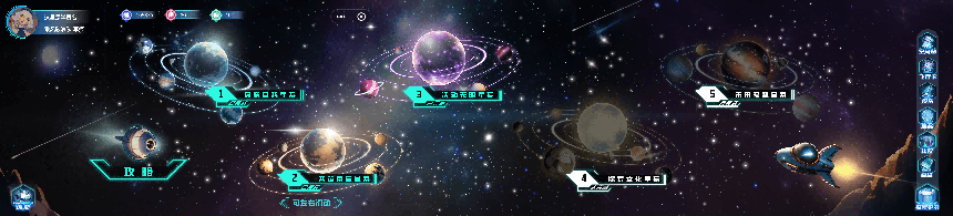 以星系为主题的闯关活动界面‌